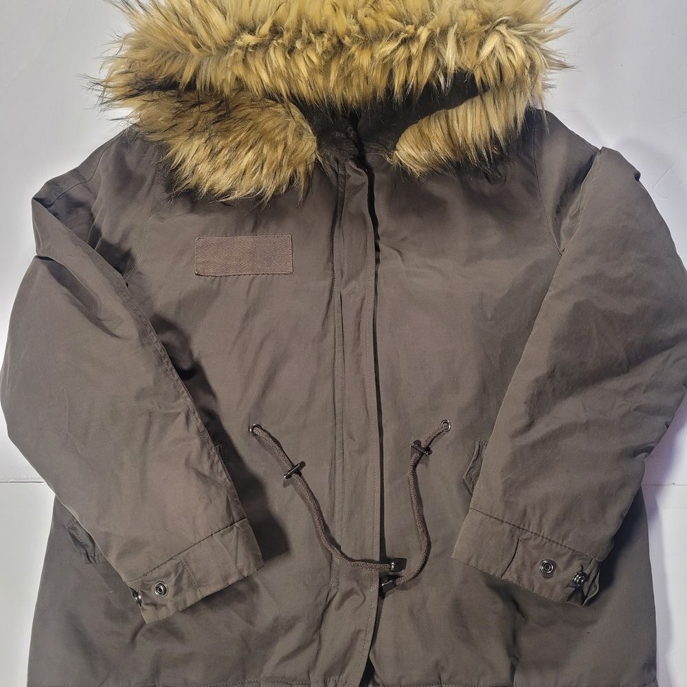 Zara Woman Brown Quilted Lined Coat